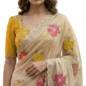 Kryone Floral Embroidered Saree